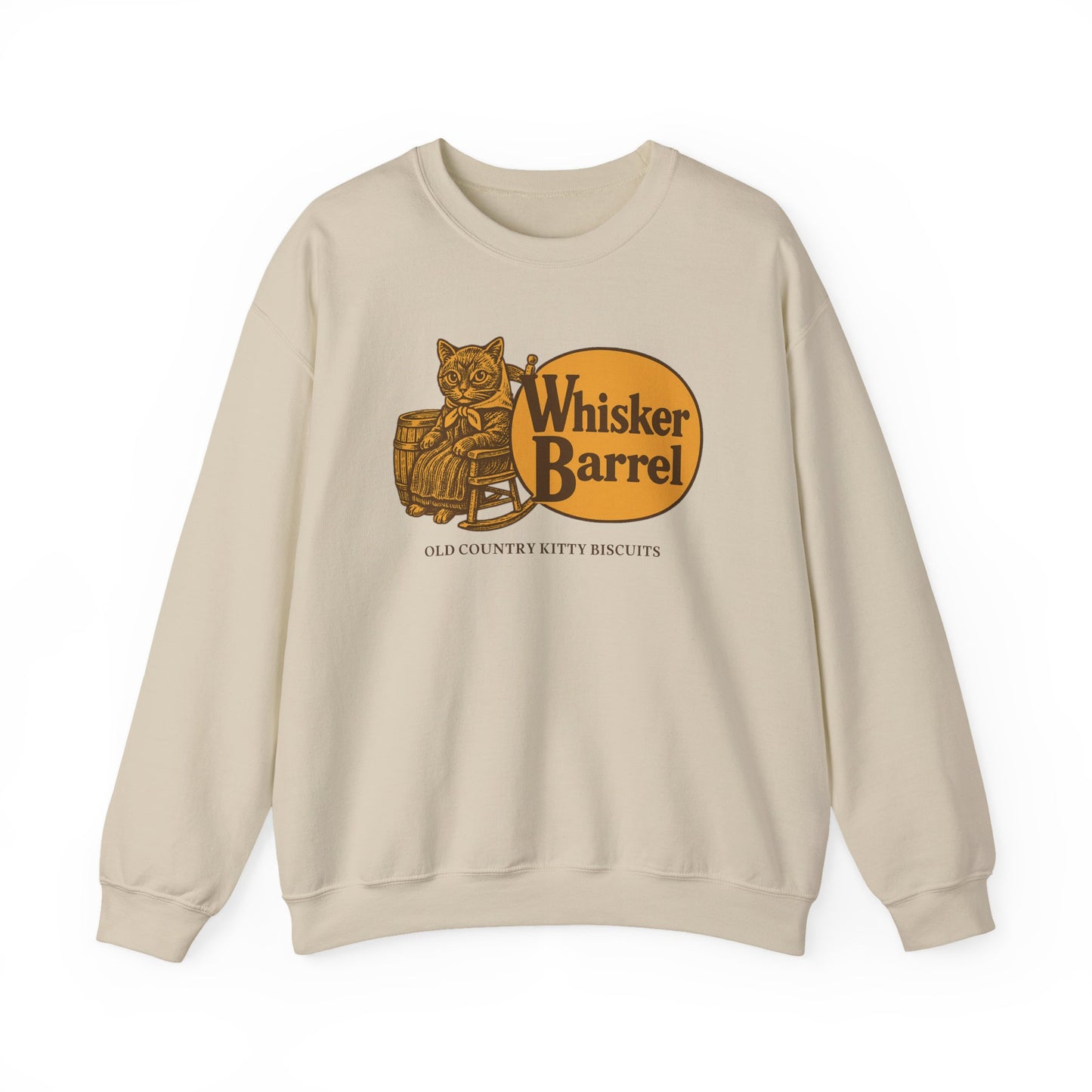 Babushka Cat Parody Whisker Barrel Logo Redesign CozyCrewneck Sweatshirt
