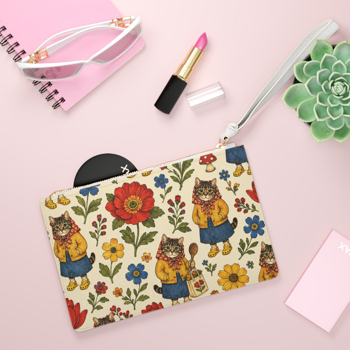 Babushka Cat Whimsical Clutch Bag