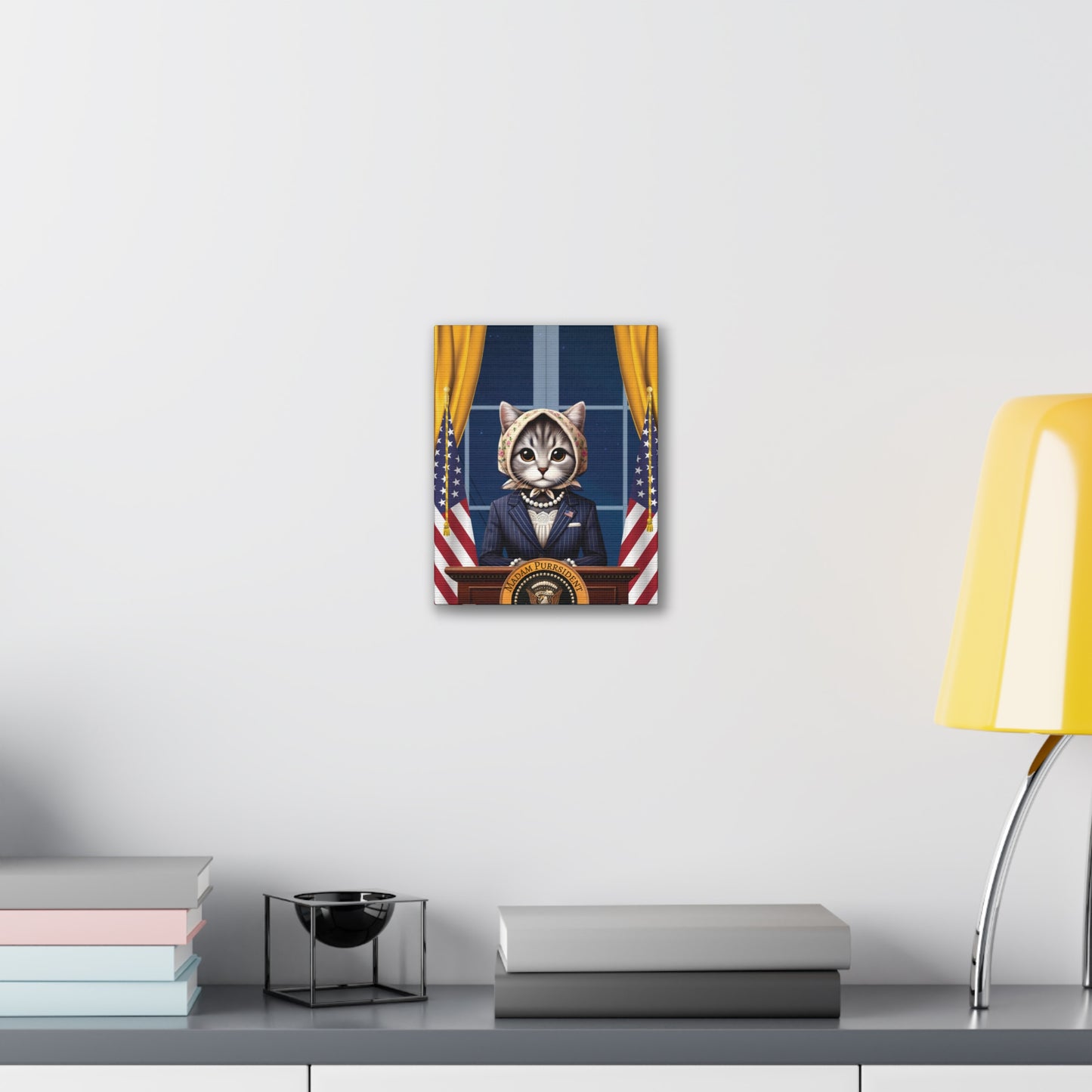 Madam Purrsident, Cat President, Babushka Cat Canvas Wall Art