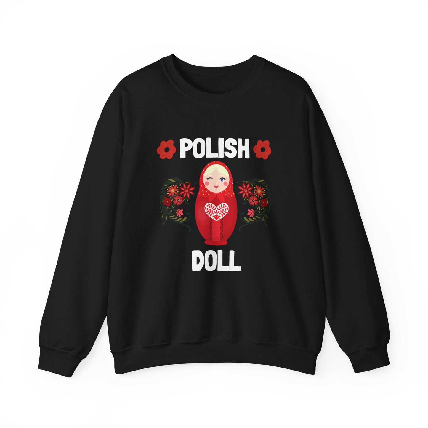 Polish Babushka Doll Polish Girl Adorable Matryoshka Doll Crewneck Unisex Sweatshirt Polish Gift, Polish Culture