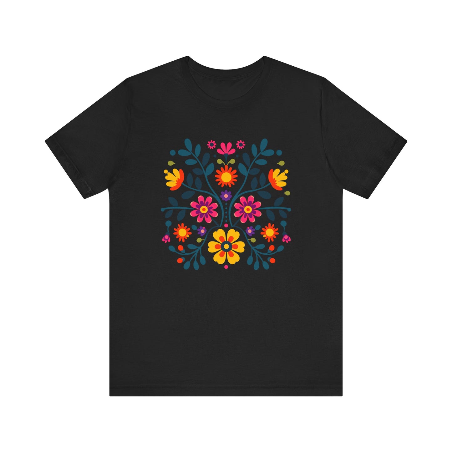 Folk Art Wycinanki Themey Crewneck Tee - Polish Floral Lovers