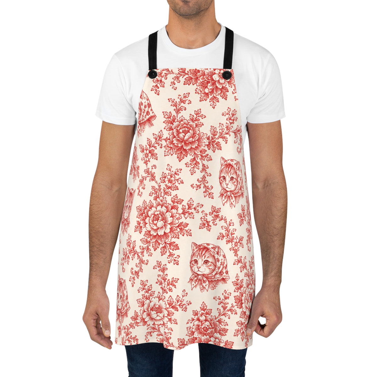 Babushka Cat French Toile Cat Lover Apron