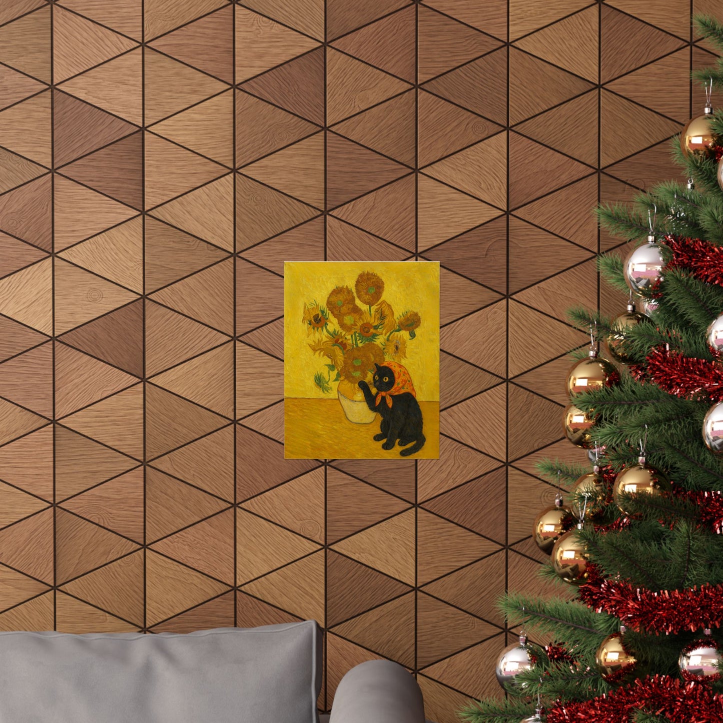 Babushka Cats X Vangogh Sunflowers Matte Vertical Poster