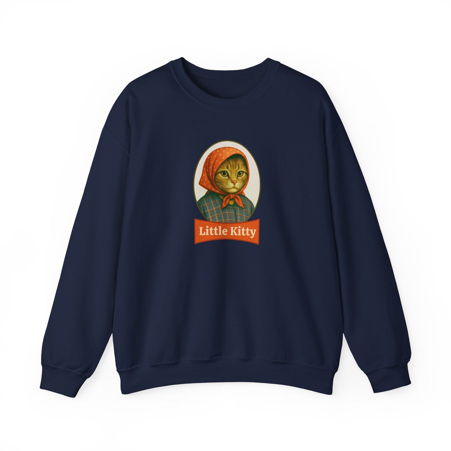 Babushka Cat Parody Little Kitty Humorous Logo Cozy Crewneck Sweatshirt