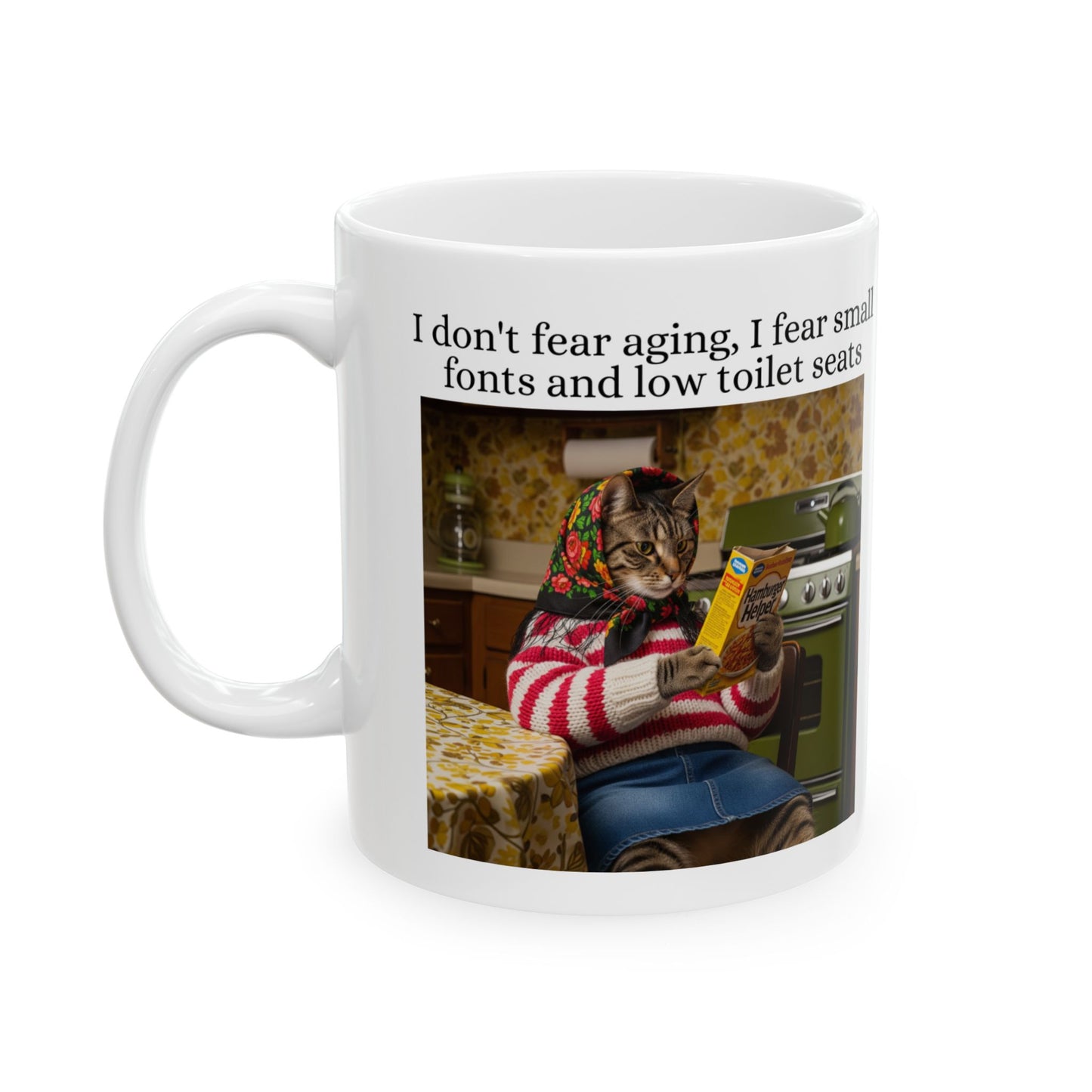 Babushka Cat, Funny Aging Mug Humor