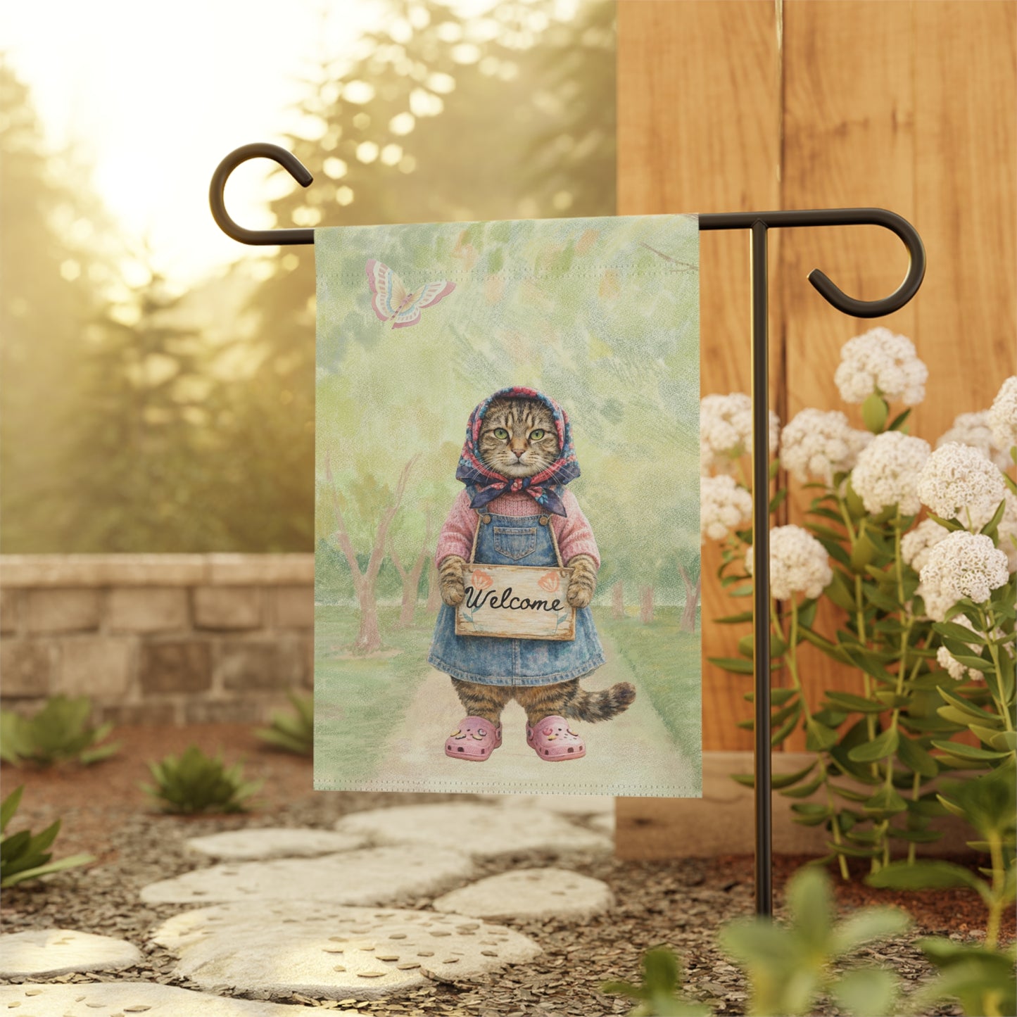 Babushka Cat Garden Flag (No Pole)