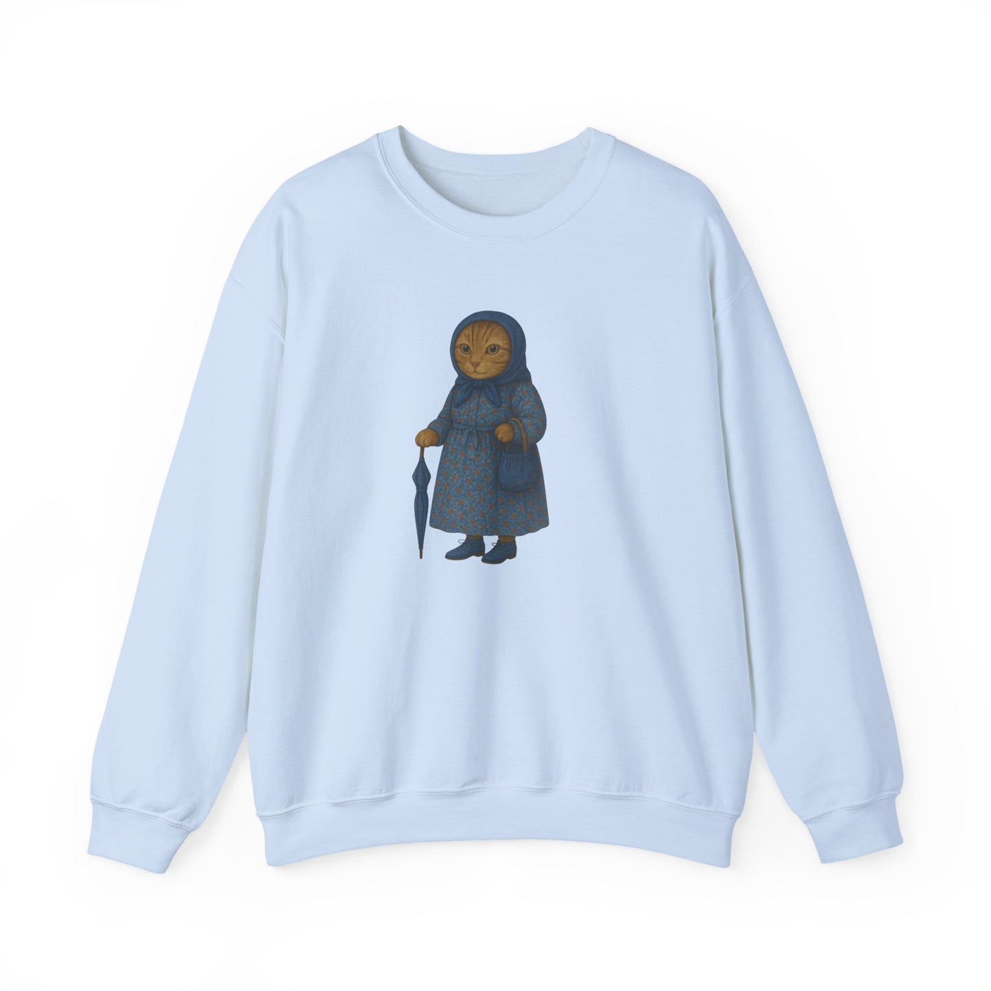 Babushka Cat Sweatshirt - Kitschy and Cute Unisex Crewneck