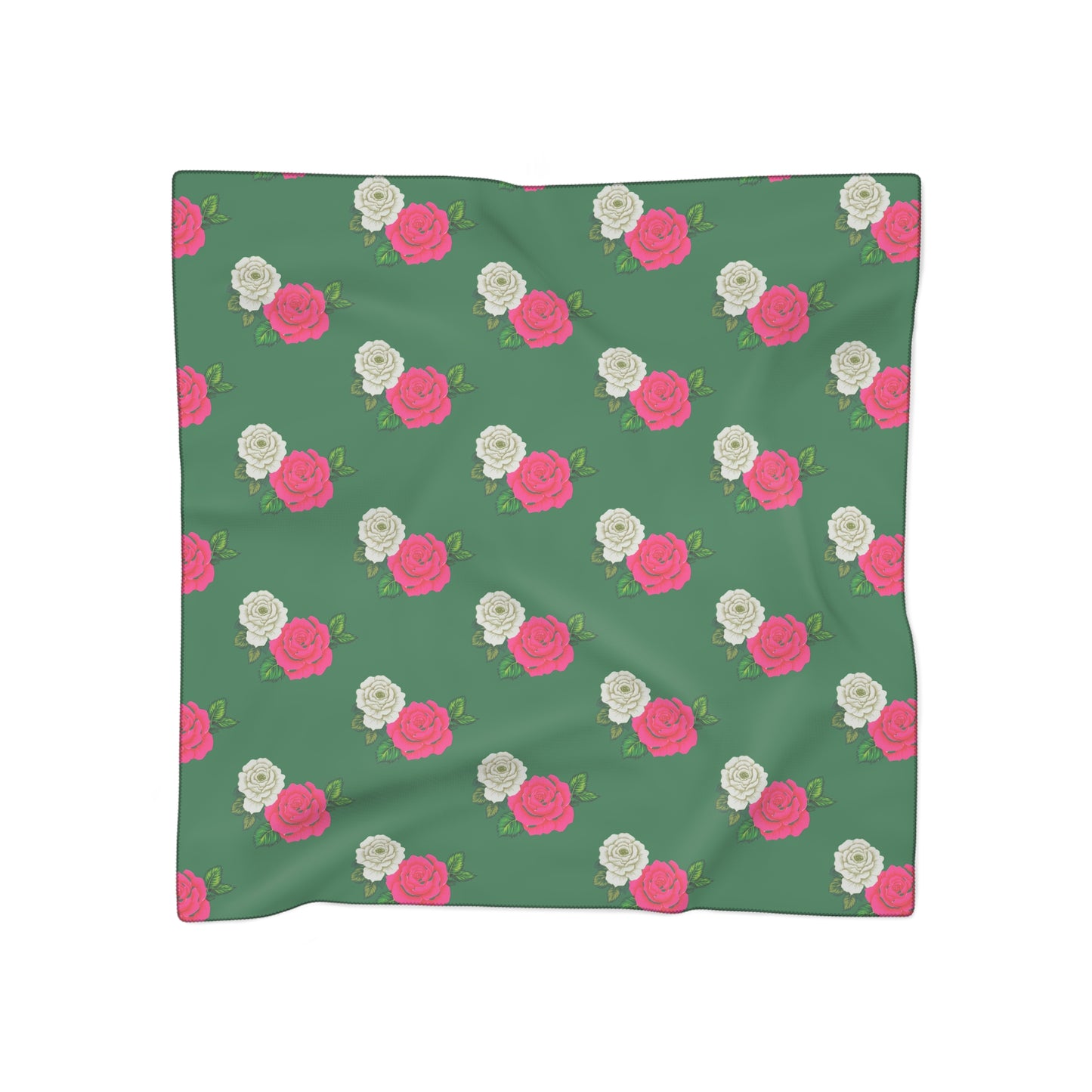 Babushka Scarf, Pink, White and Green Chiffon Babushka, Scandinavian Look, Headscarf, Fashion Accessory, Lightweight Scarf