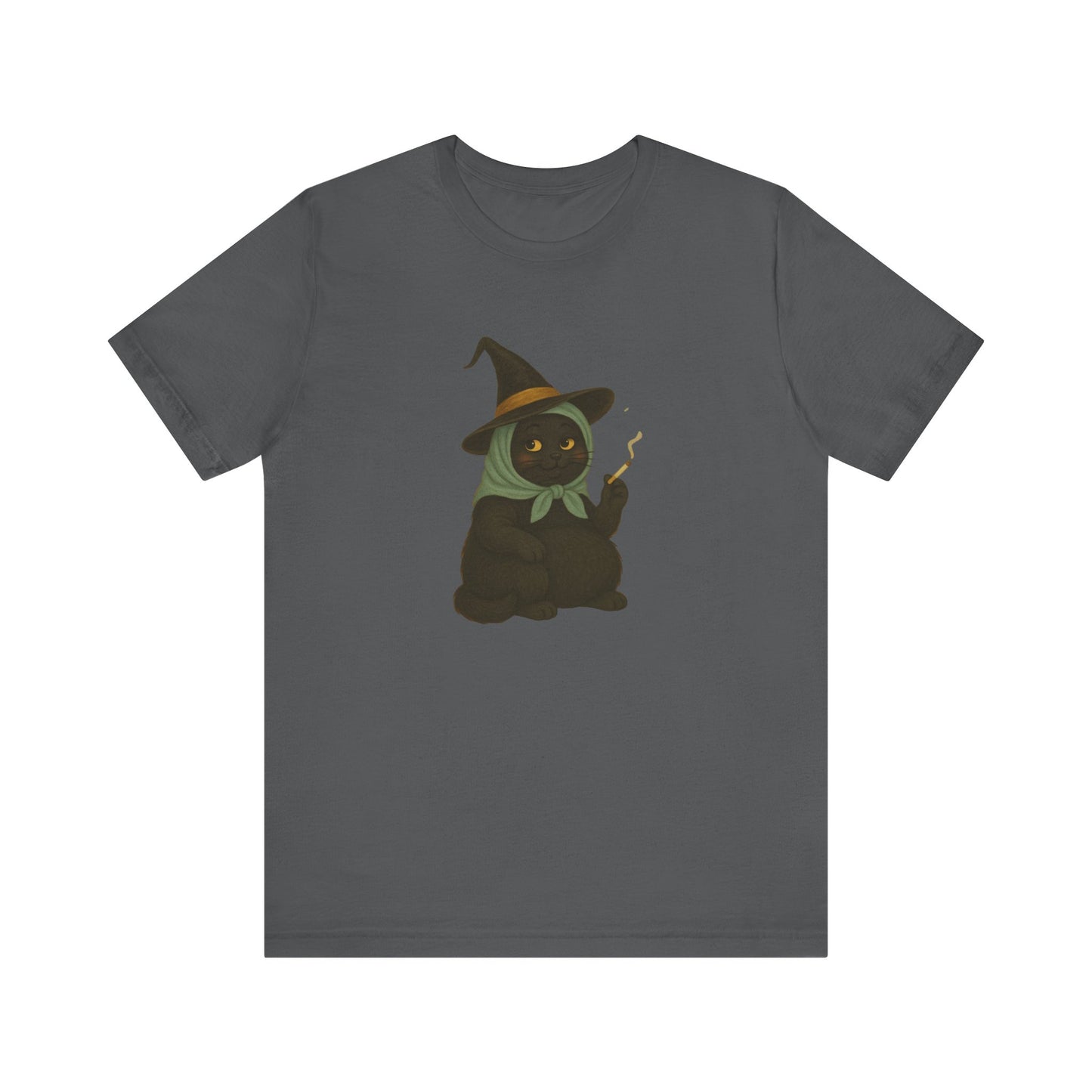 Babushka Black Witch Cat Unisex Tee, Halloween Apparel, Gift for Cat Lovers, Witchy Cat T-Shirt