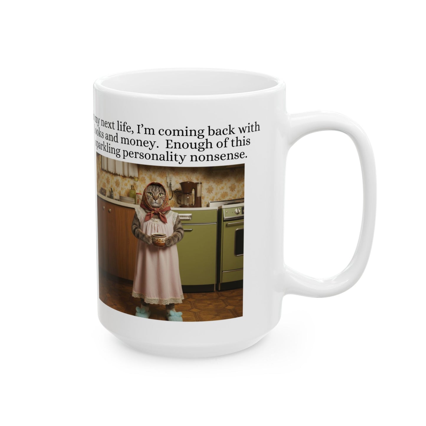 Babushka Cat Sparkling Personality Snarky Humor Ceramic Mug