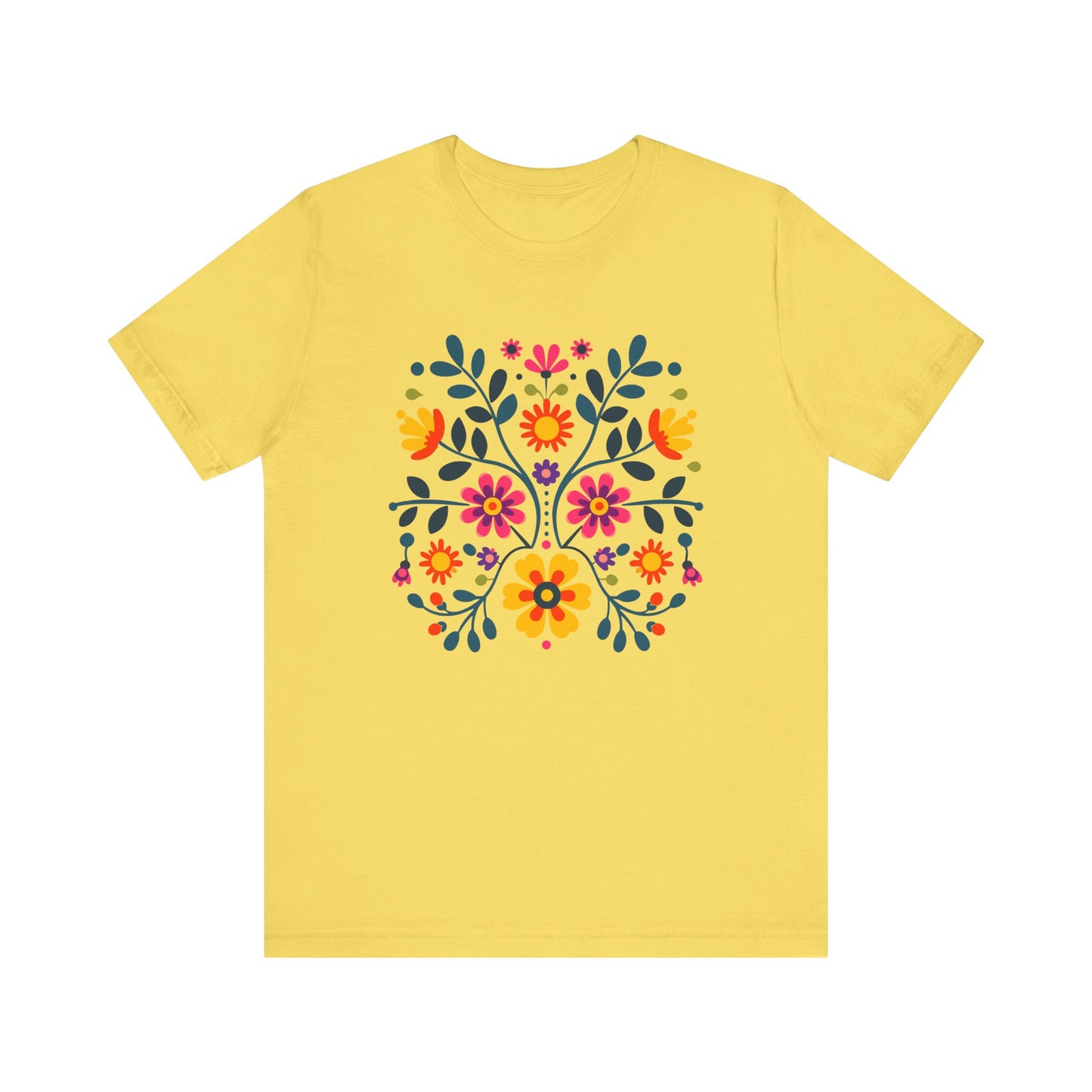 Folk Art Wycinanki Themey Crewneck Tee - Polish Floral Lovers