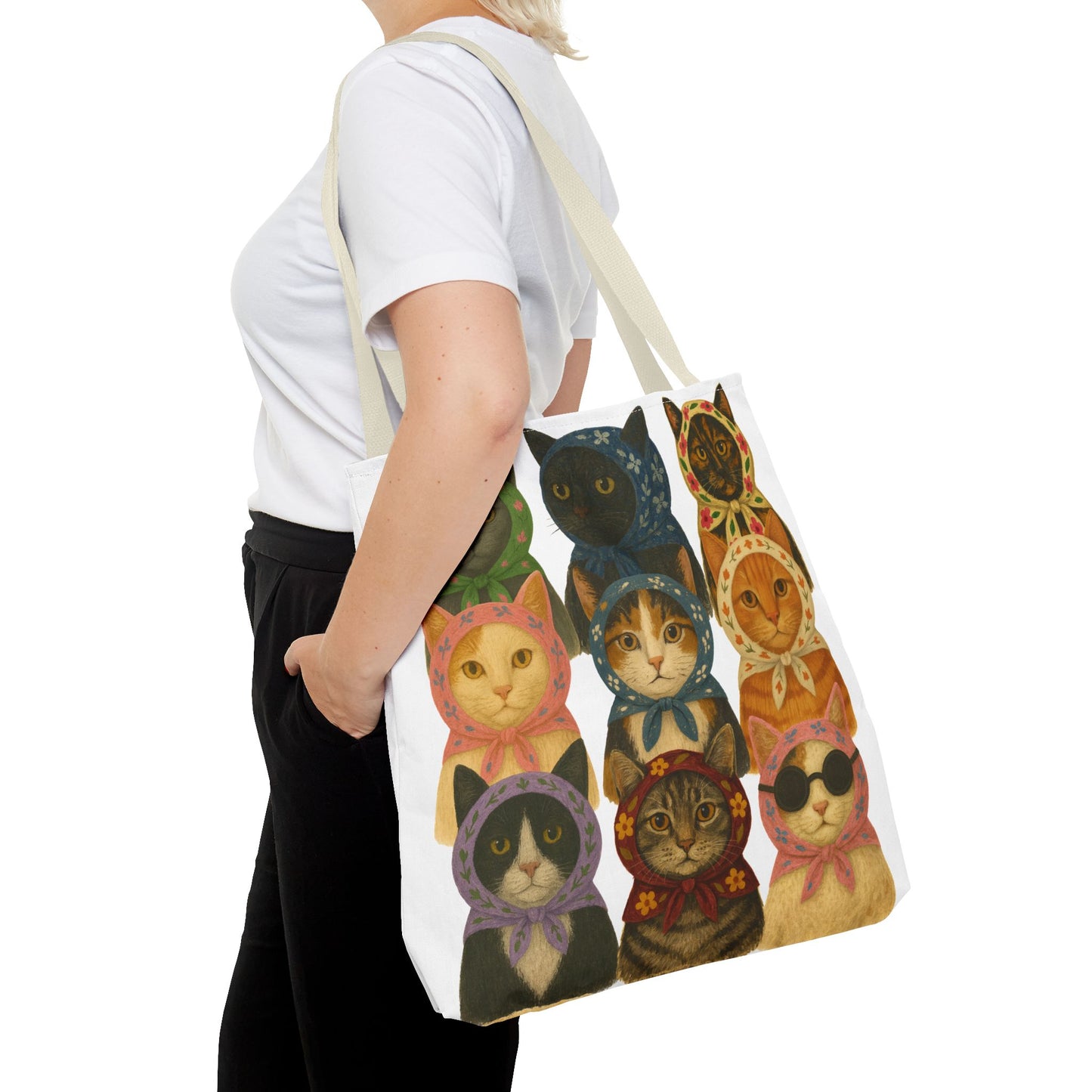 Babushka Cat Lovers Tote Bag