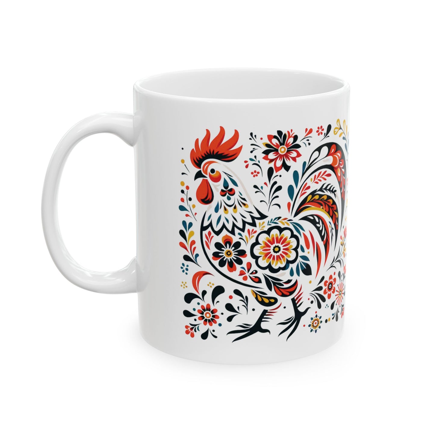 Polish Folk Art, Wycinanki Rooster Mug 11 oz.
