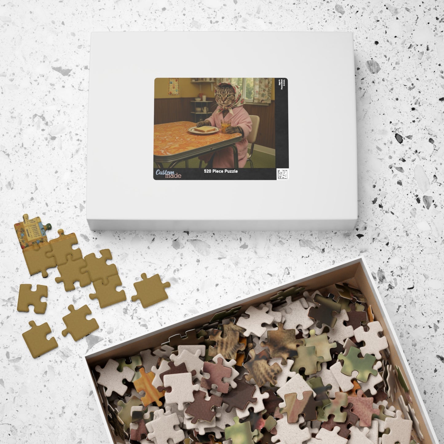 Babushka Cat Vintage Breakfast Scene (520 Piece)