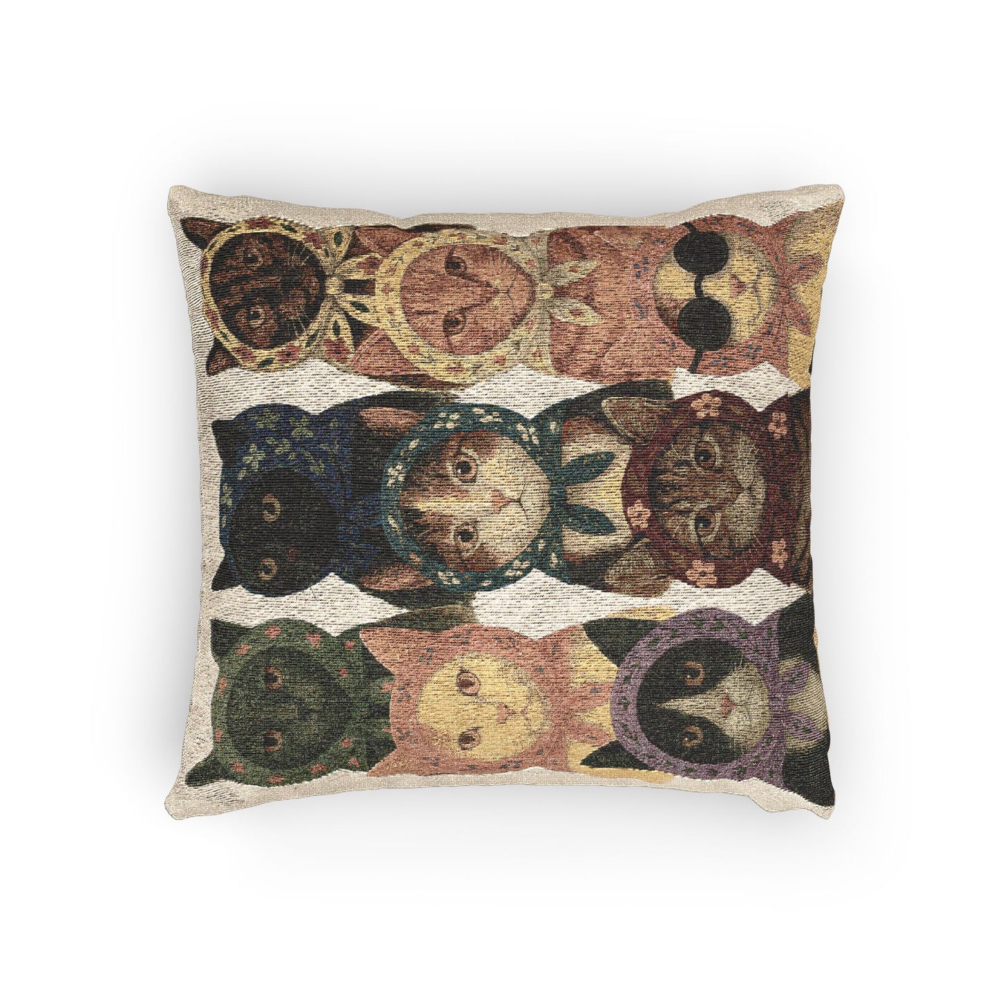 Babushka Cats Variety Breed Woven Pillow