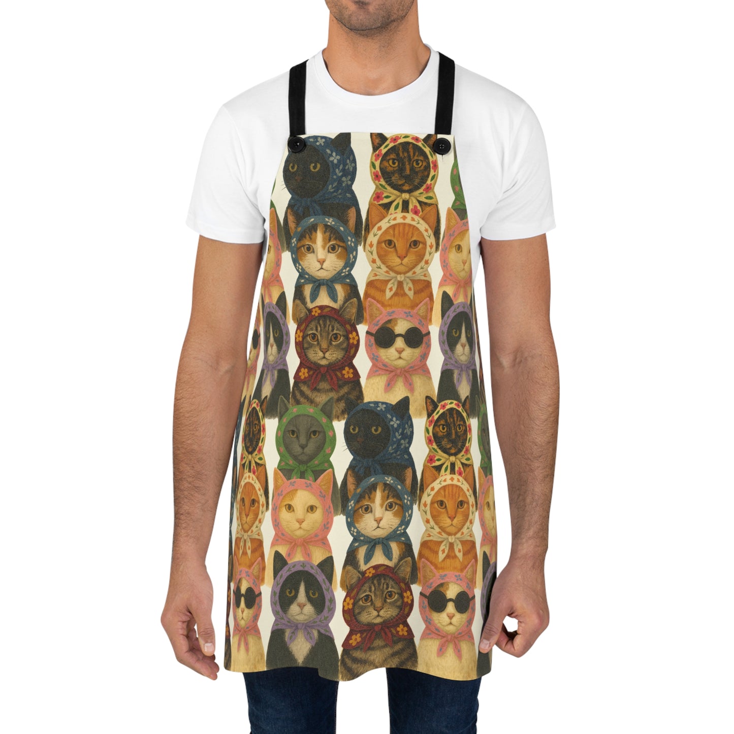 Babushka Cats Kitschy Cat Lover Apron (AOP)