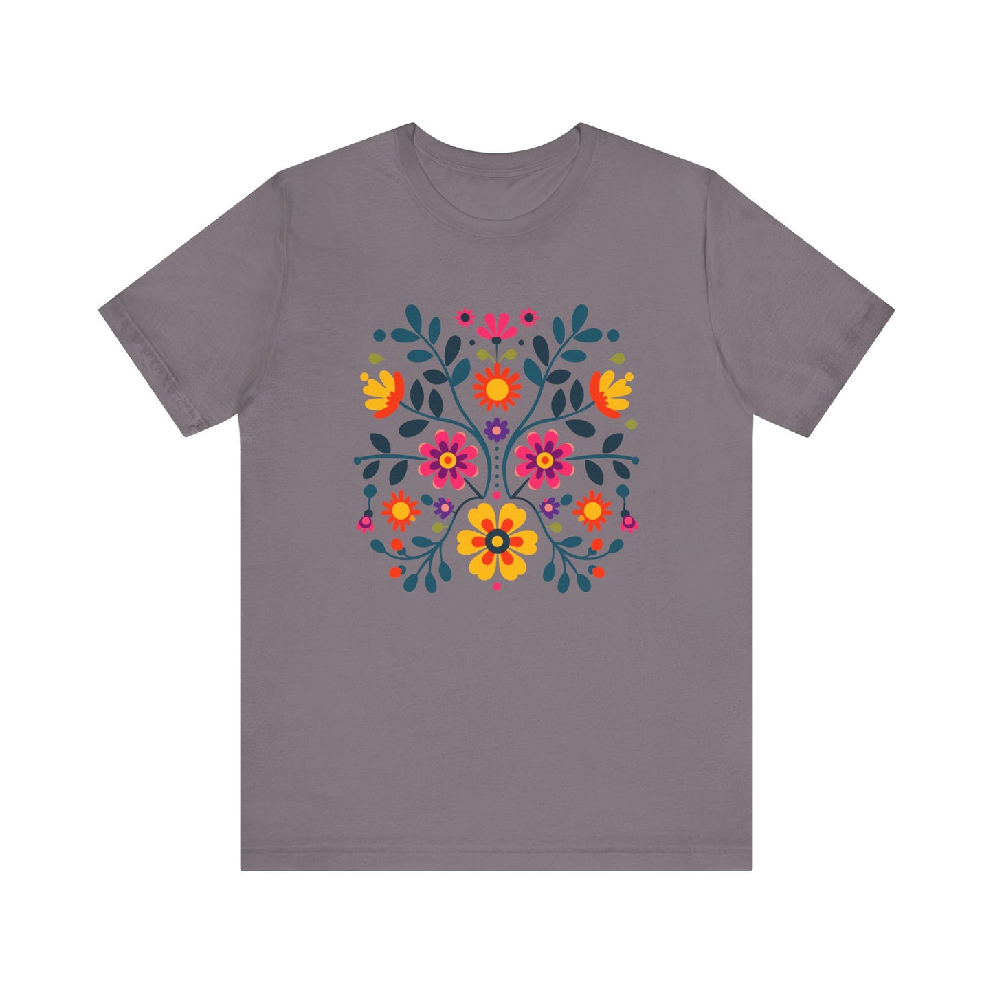 Folk Art Wycinanki Themey Crewneck Tee - Polish Floral Lovers