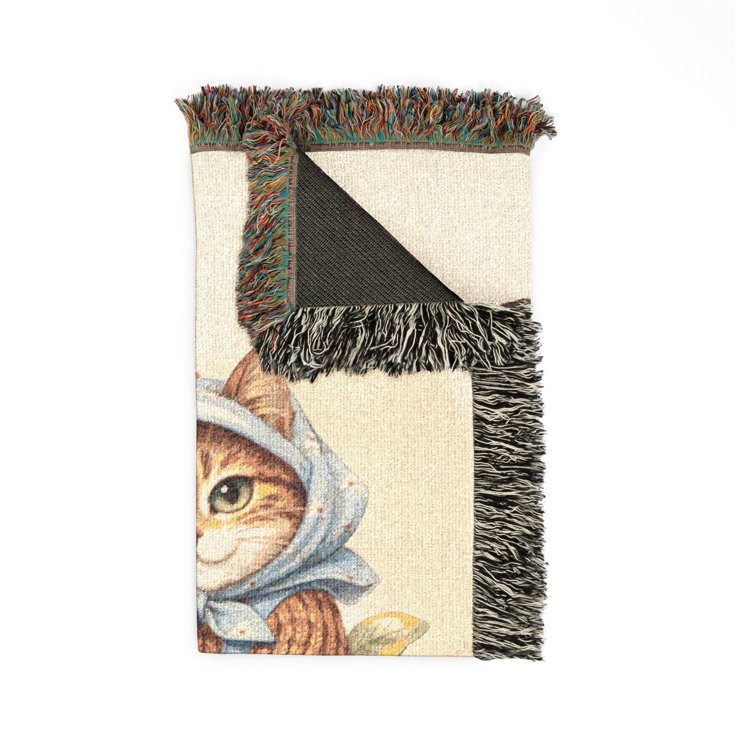 Babushka Cat Merry Mushroom Style Art Woven Blanket