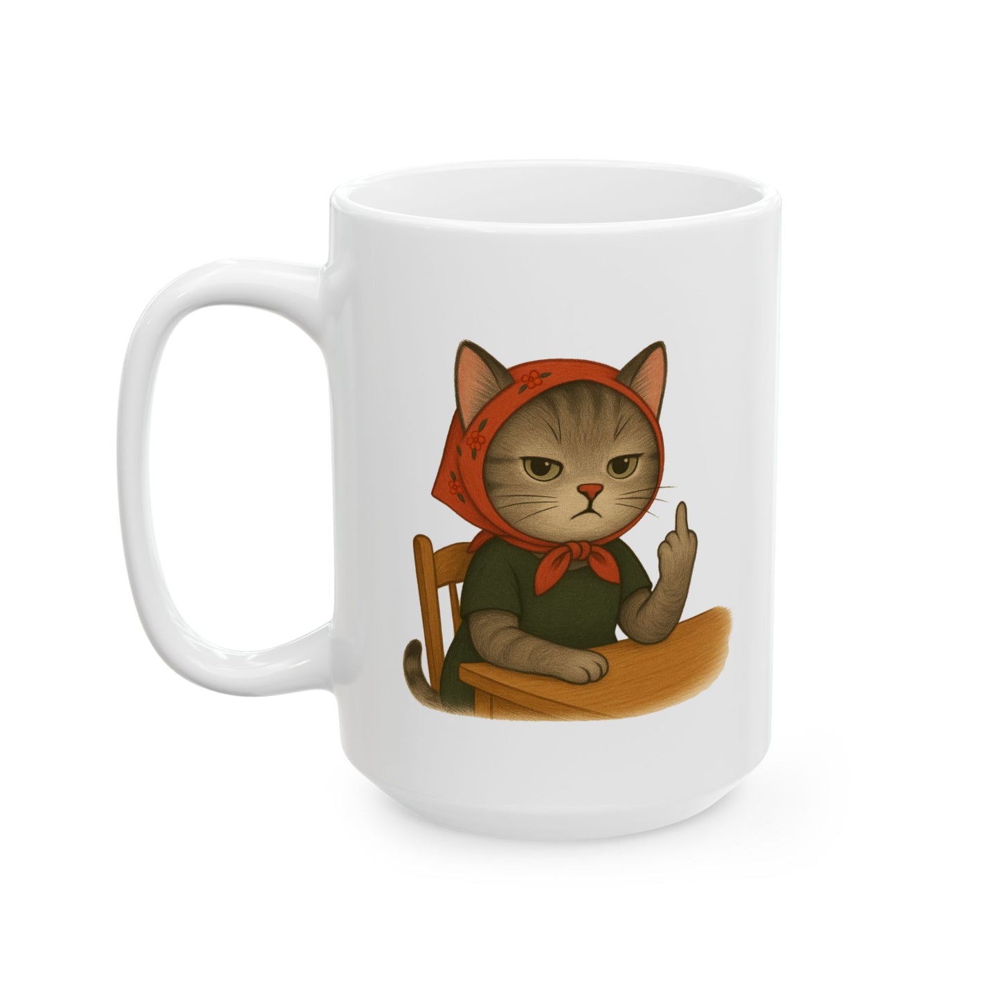 Snarky Cat Ceramic Mug, Middle Finger Funny Coffee Cup for Cat Lovers, Gift for Cat Mom, Sarcastic Cat Tea Mug, Cat Lady Novelty Drinkware,