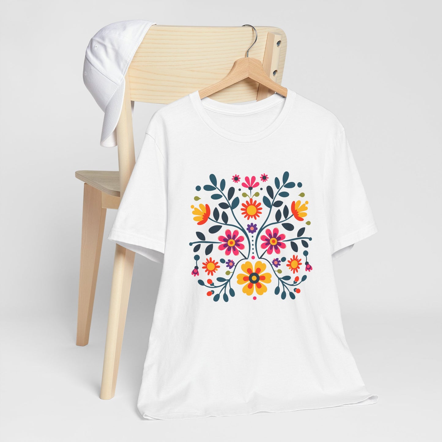 Folk Art Wycinanki Themey Crewneck Tee - Polish Floral Lovers