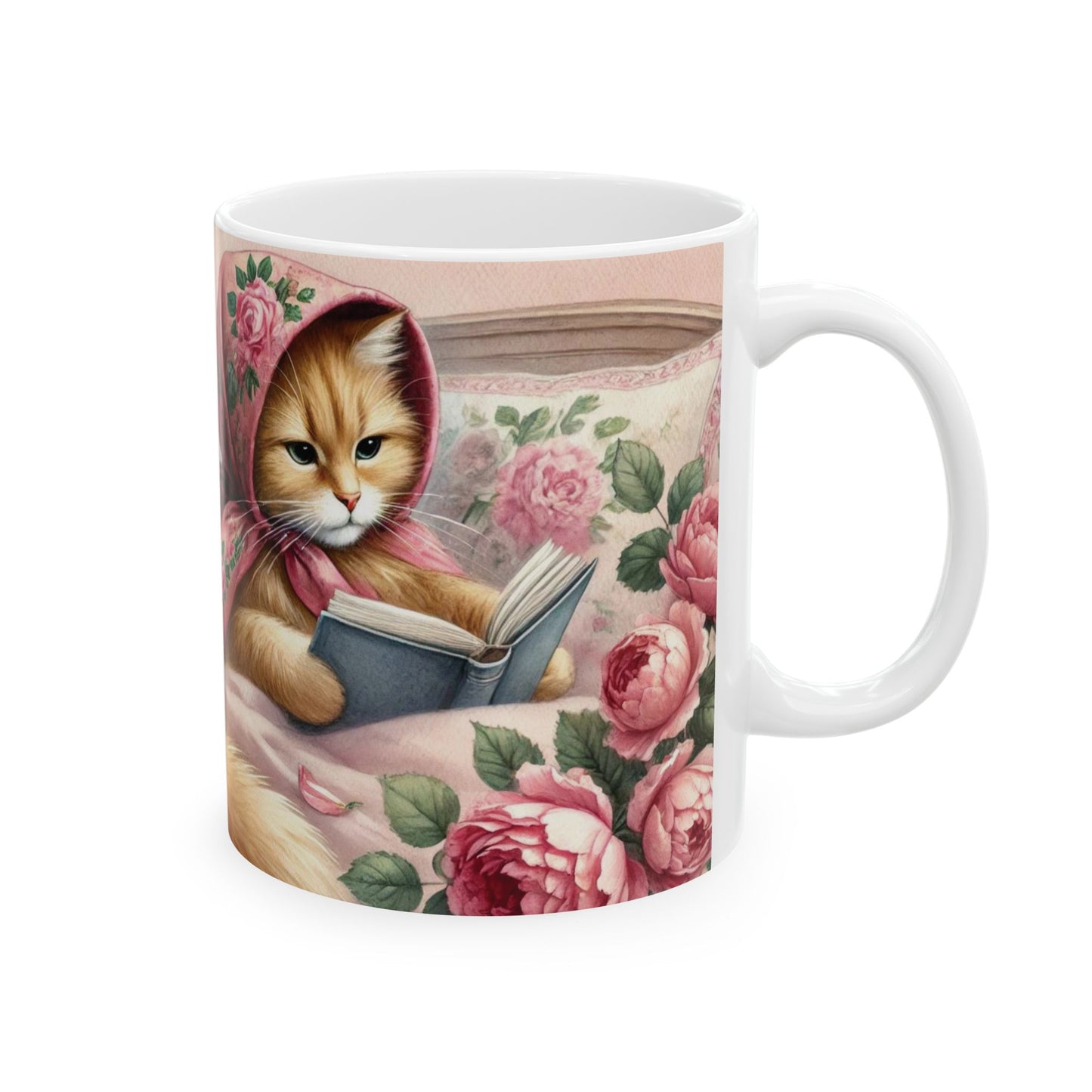 Reading Babushka Cat/Kitten Mug 11 oz.