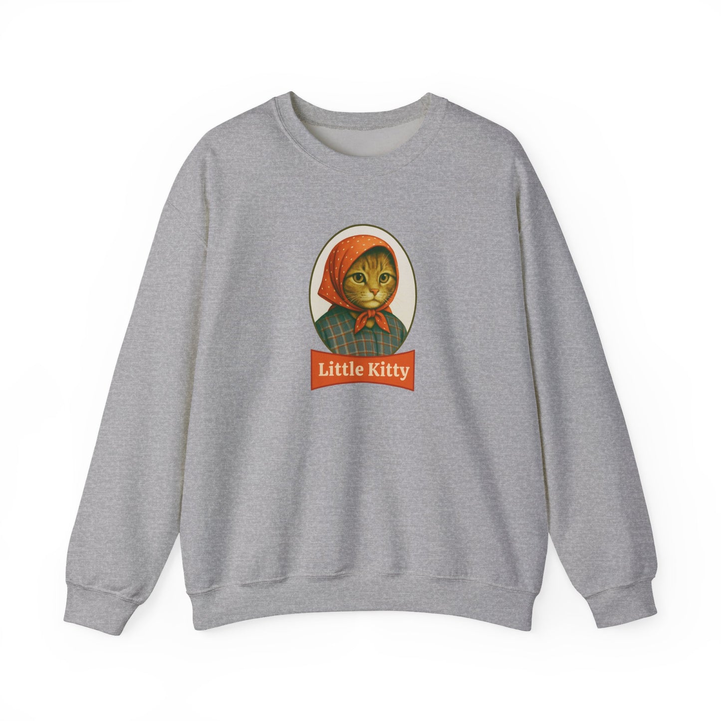 Babushka Cat Parody Little Kitty Humorous Logo Cozy Crewneck Sweatshirt