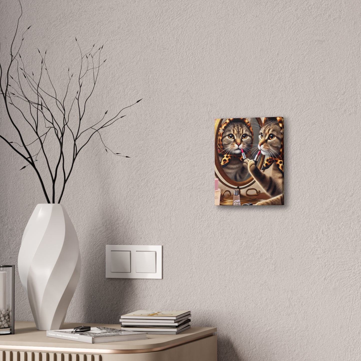 Babushka Cat Gets Glammed Up, Kitschy Wall Art