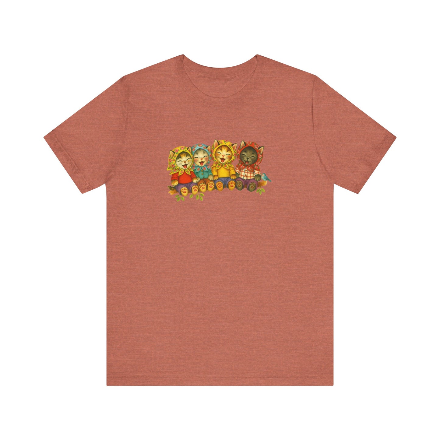 Babushka Kittens, Retro Kitten, Kitschy Cat Lover Unisex Tee