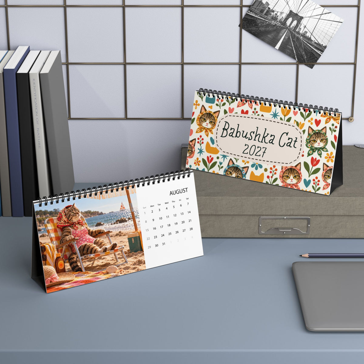 Babushka Cat Desktop Scenes (No Memes) Calendar (2027 grid)