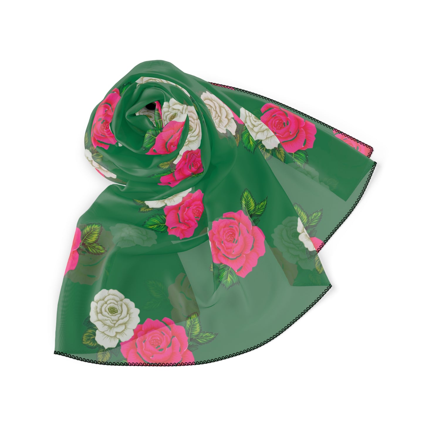 Babushka Scarf, Pink, White and Green Chiffon Babushka, Scandinavian Look, Headscarf, Fashion Accessory, Lightweight Scarf