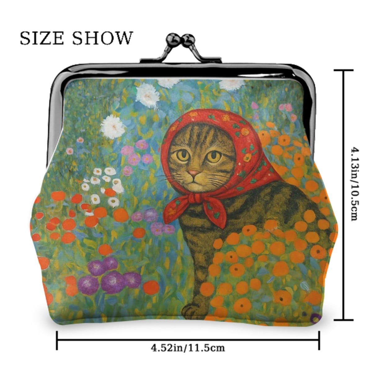 Babushka Cat Women's Kiss Lock Coin Purse famous painting