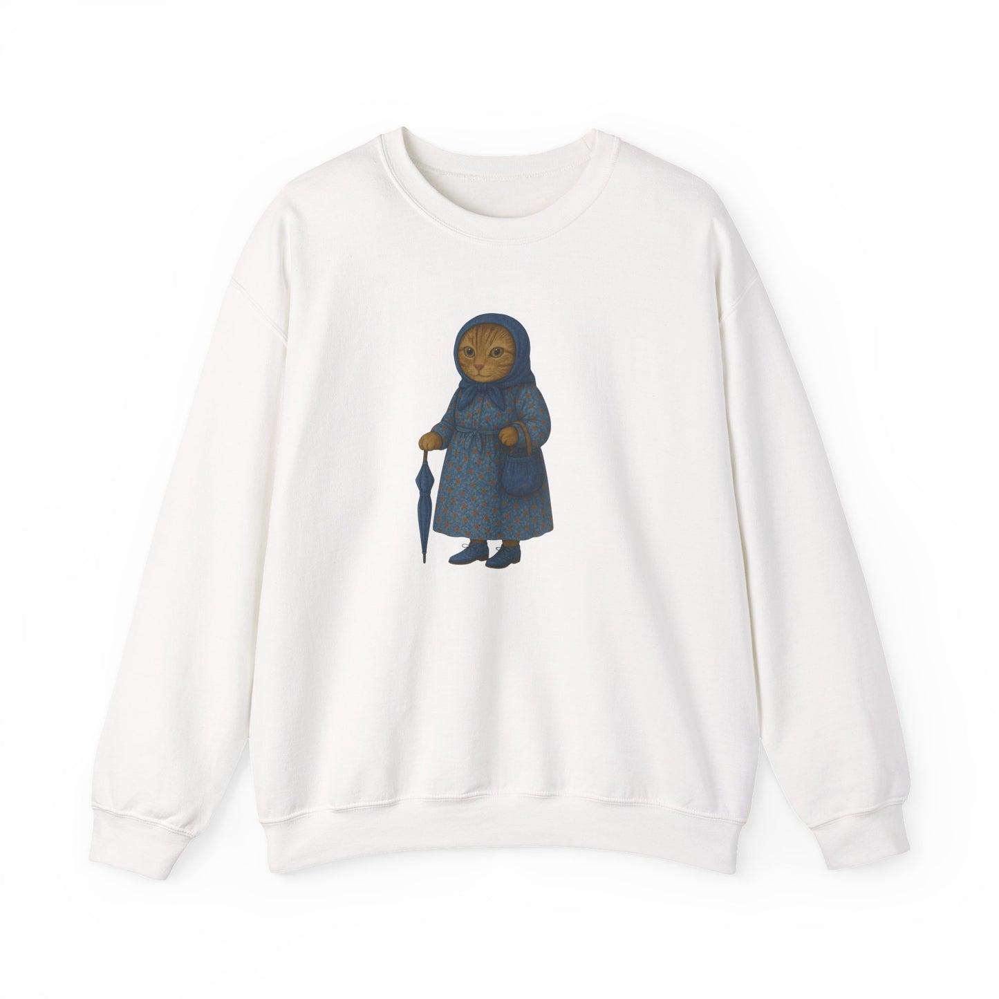 Babushka Cat Sweatshirt - Kitschy and Cute Unisex Crewneck