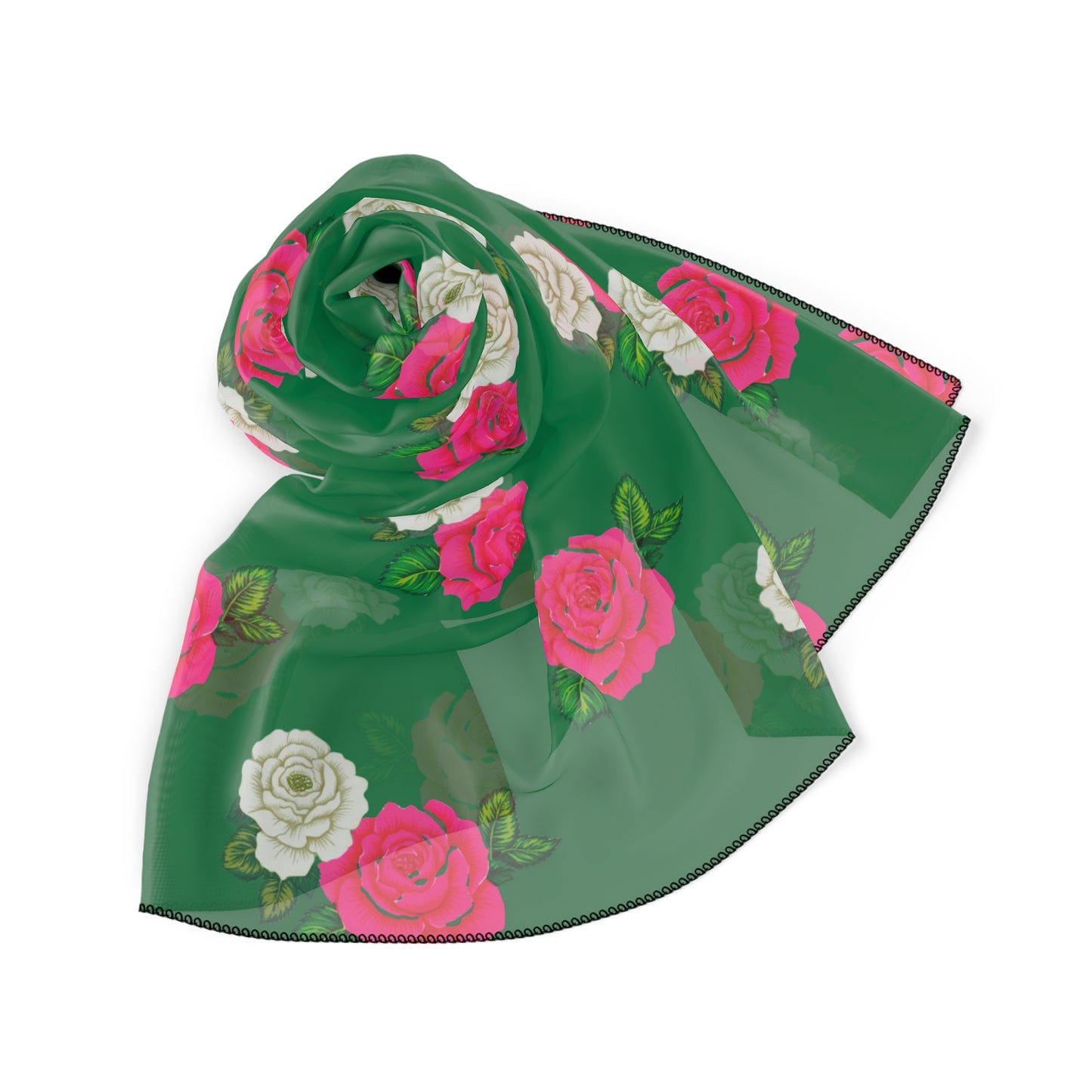 Babushka Scarf, Pink, White and Green Chiffon Babushka, Scandinavian Look, Headscarf, Fashion Accessory, Lightweight Scarf