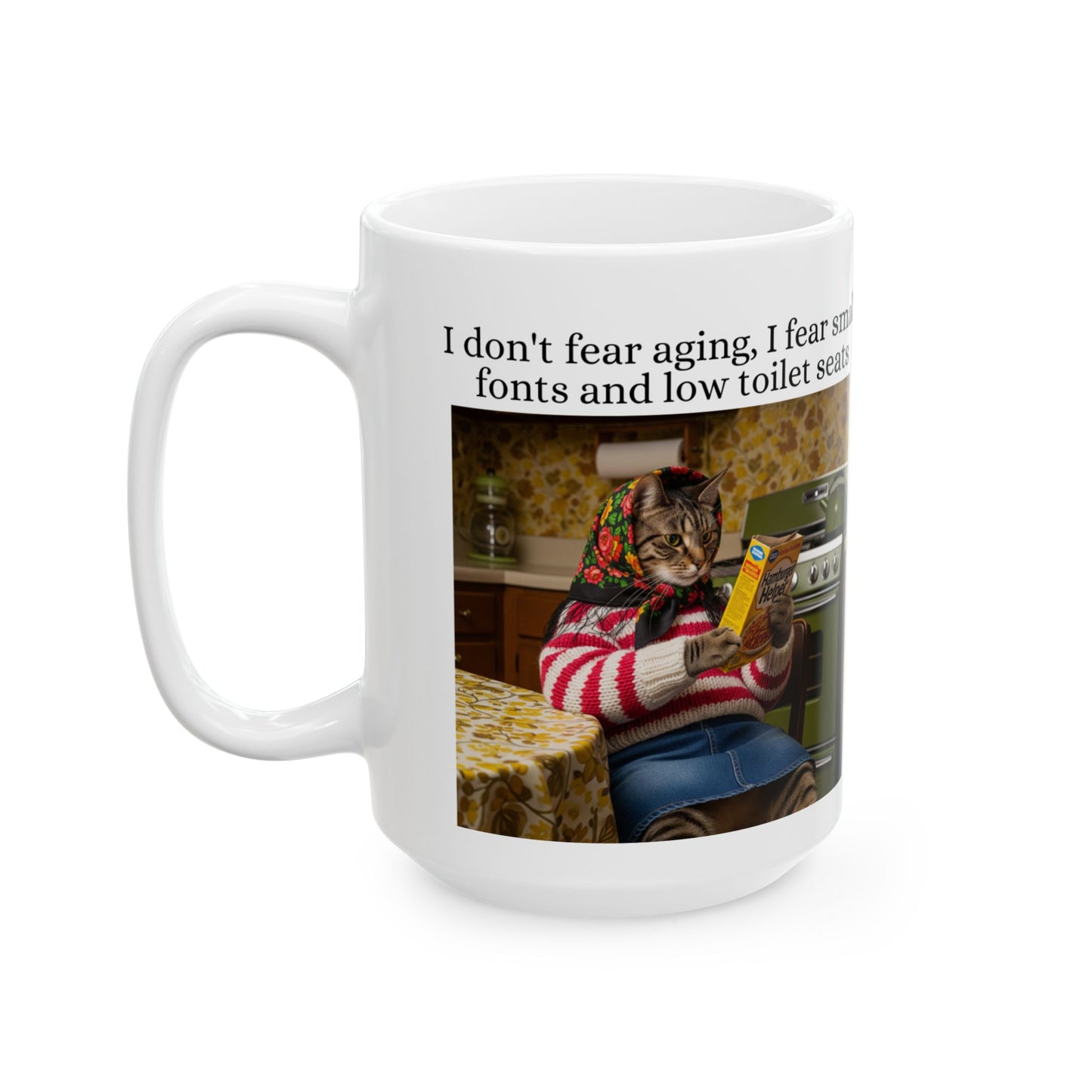 Babushka Cat, Funny Aging Mug Humor
