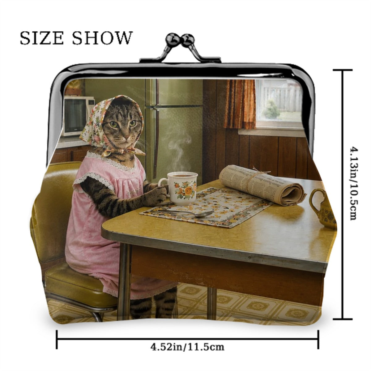 Babushka Cat Kiss Lock Coin Purse