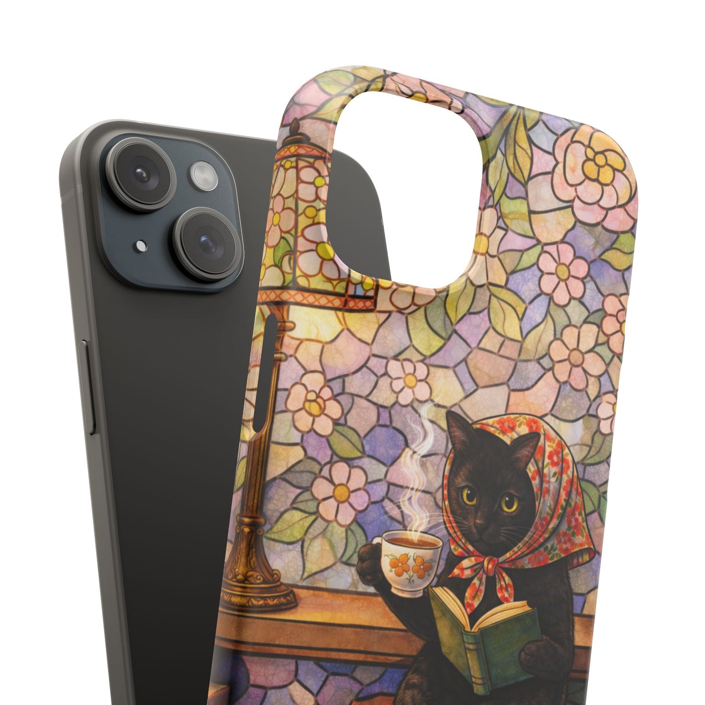 Babushka Cat Reads Artistic Literary Snap Phone Cases