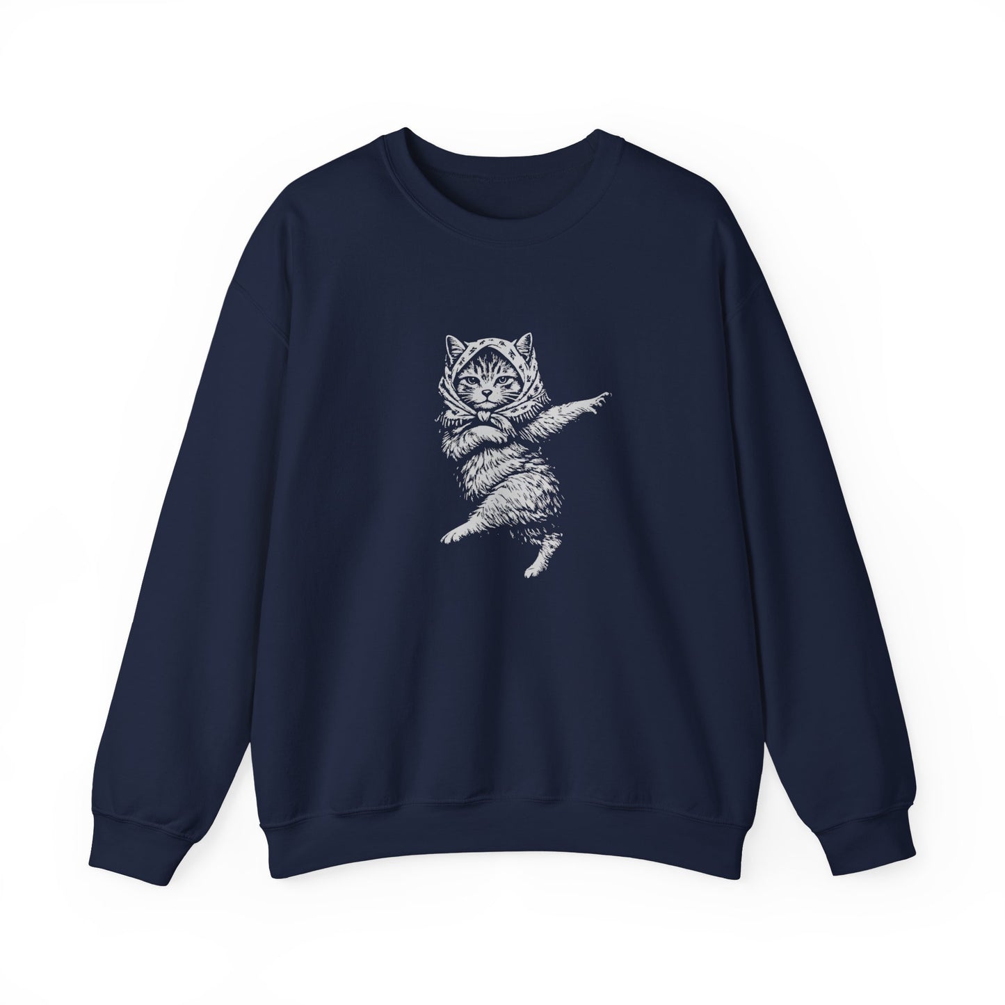 Babushka Cat Linocut Sweatshirt Unisex Heavy Blend™