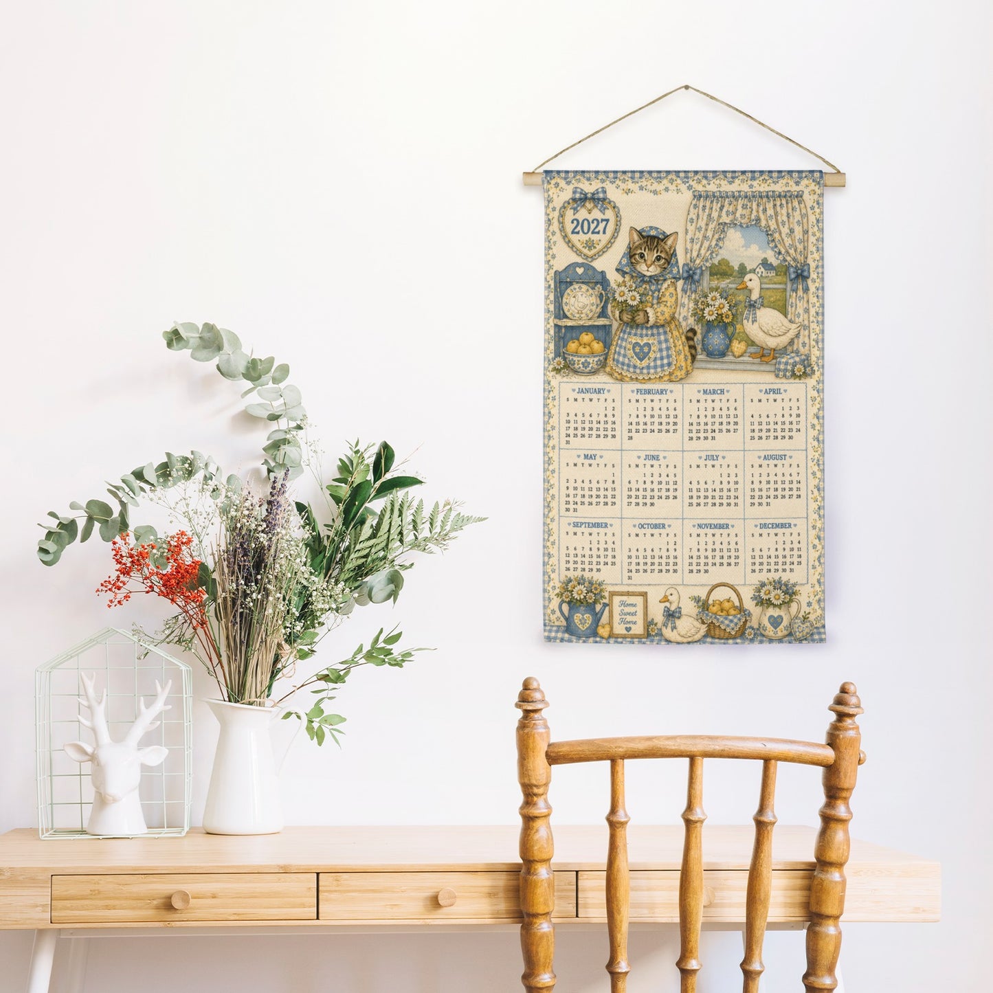 Babushka Meets Mother Goose 2027 Fabric Wall Calendar