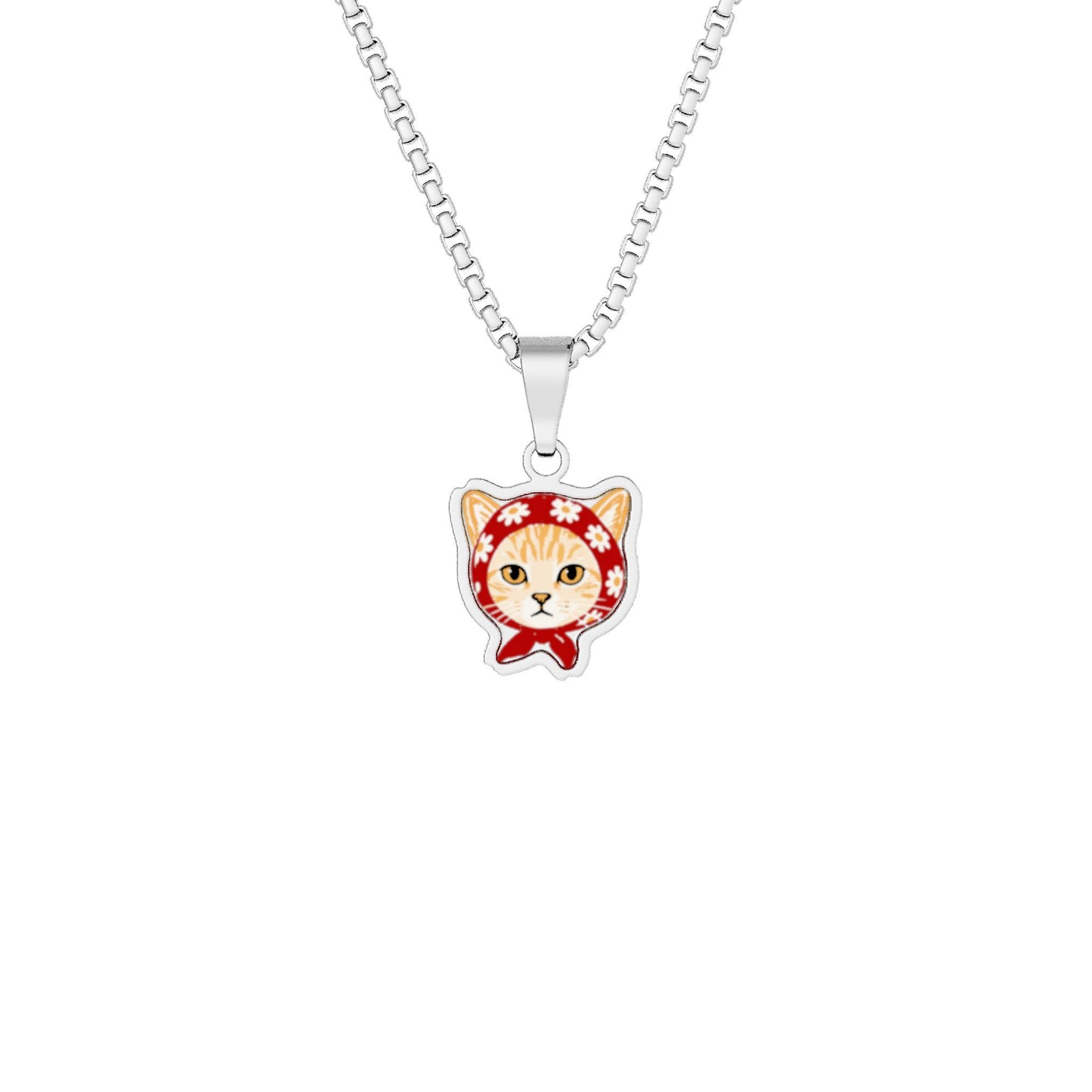 Babushka Cat Orange Tabby Cat Photo Pendant