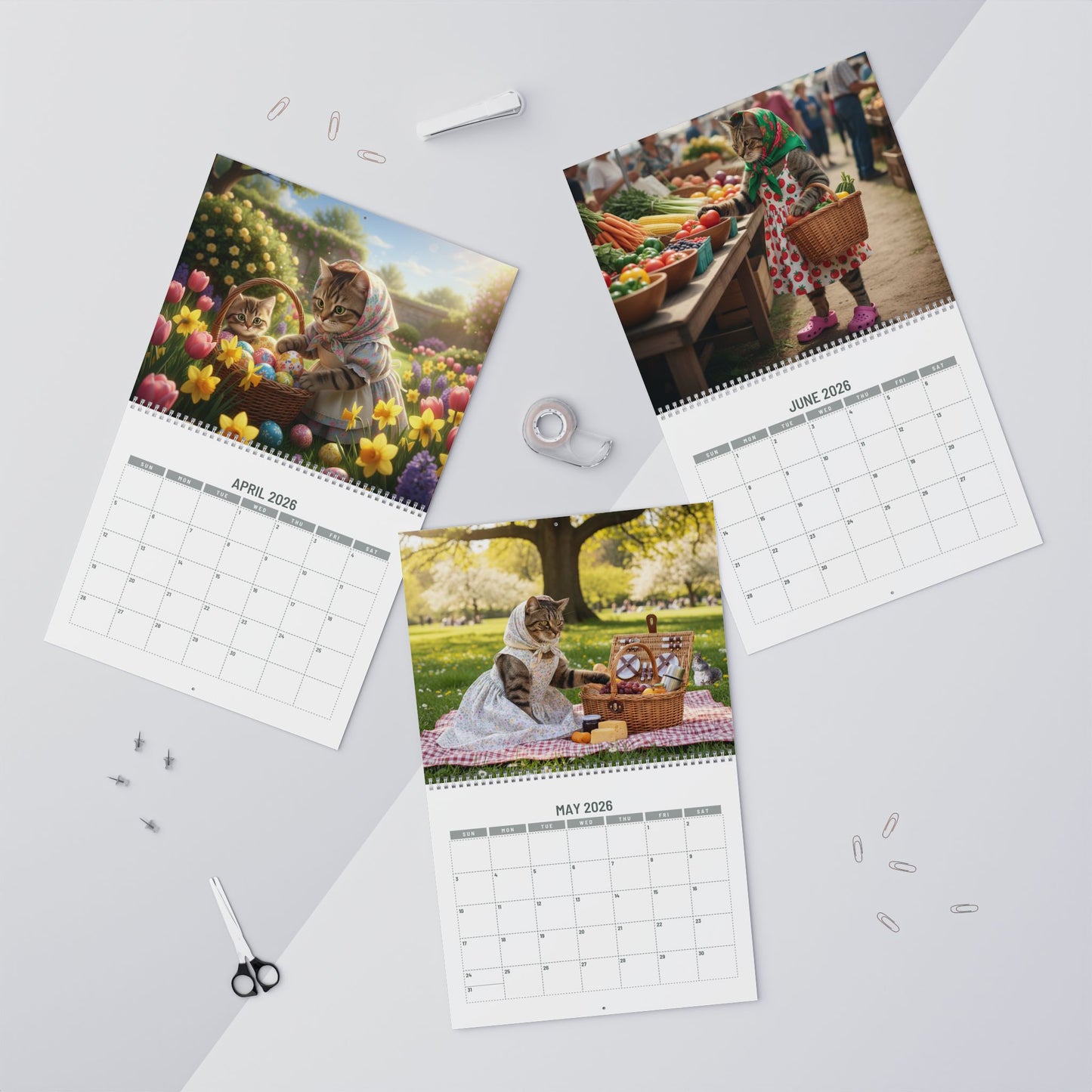 2026 Babushka Cat Wall Calendar-Photorealistic Version