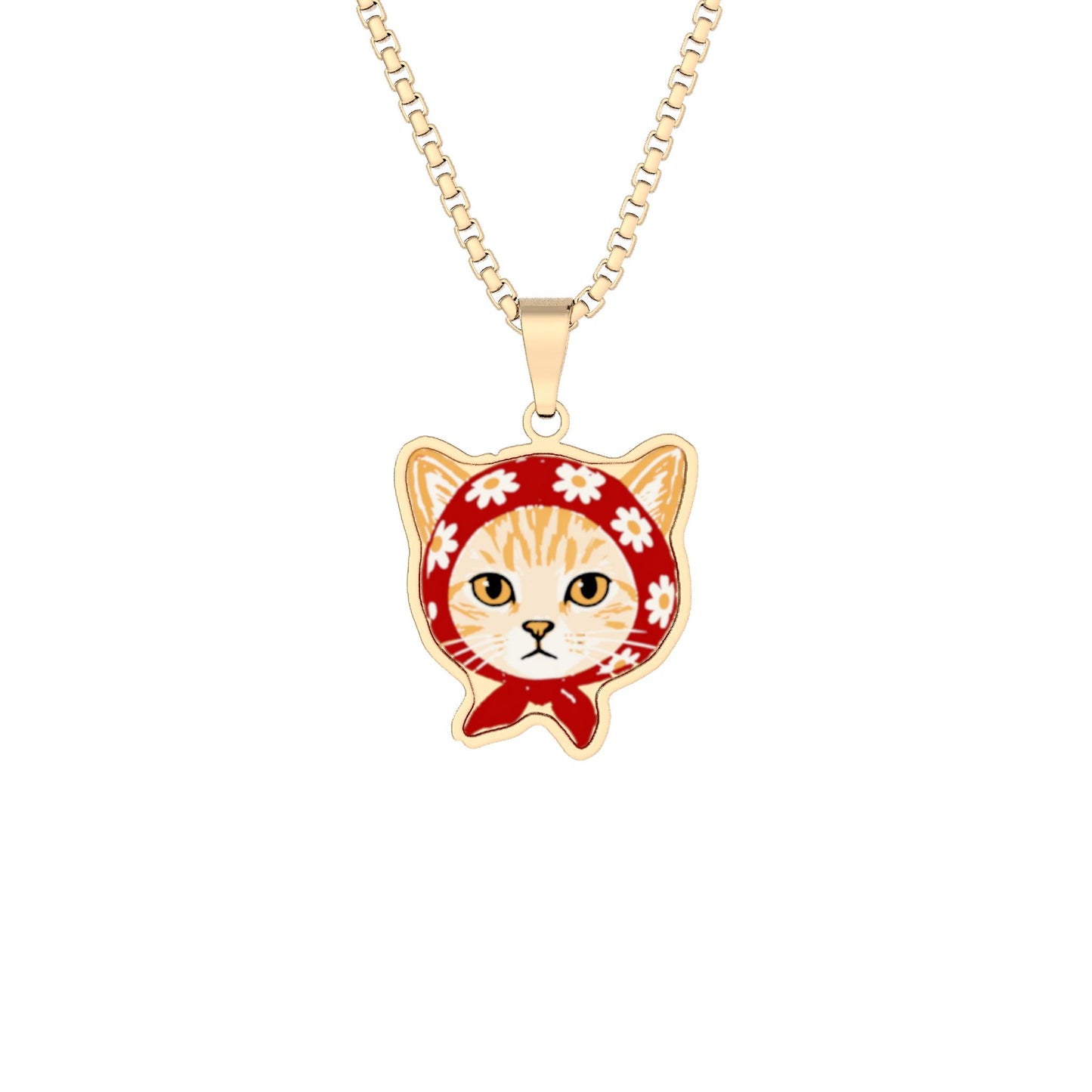 Babushka Cat Orange Tabby Cat Photo Pendant