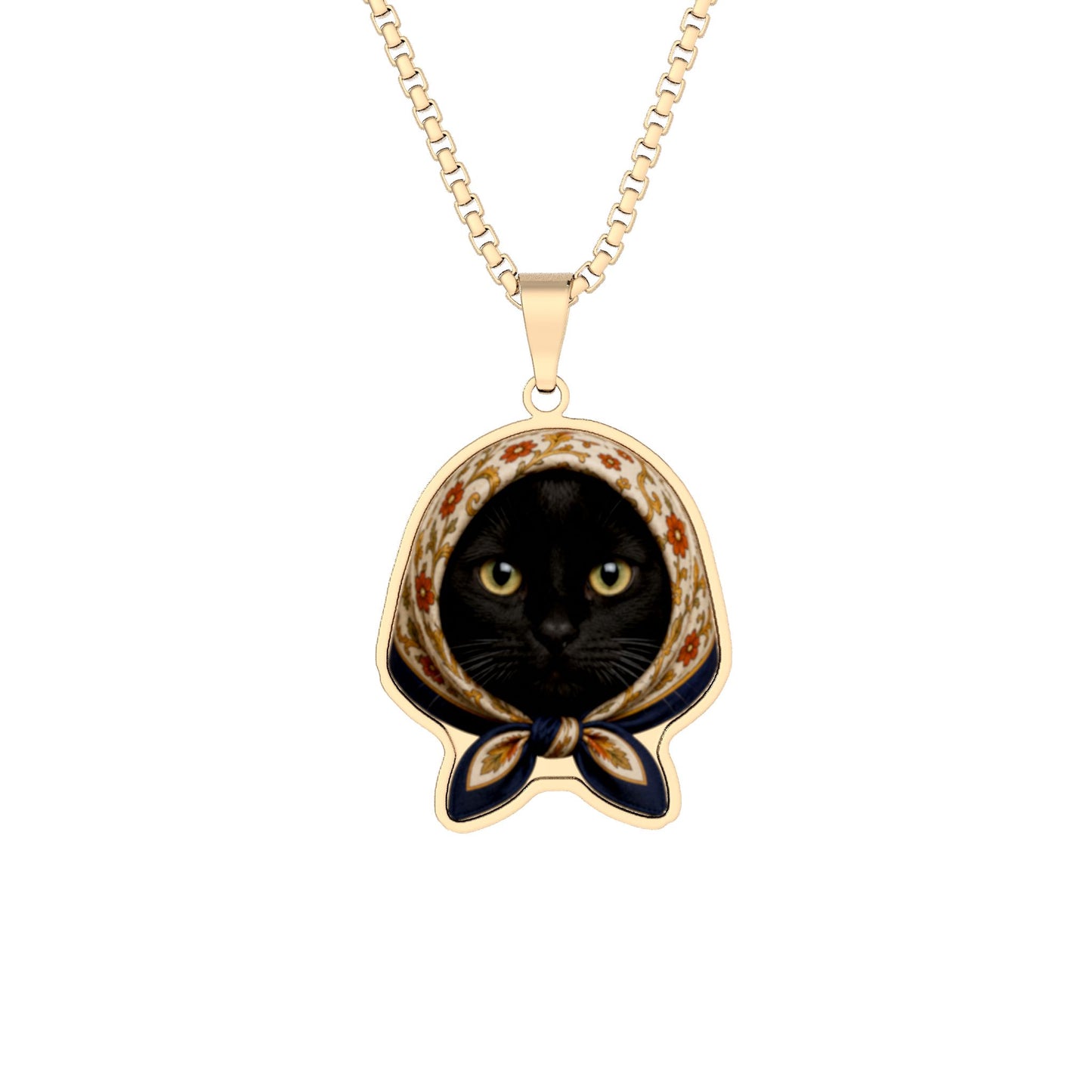 Babushka Cat Black Cat Photo Pendant