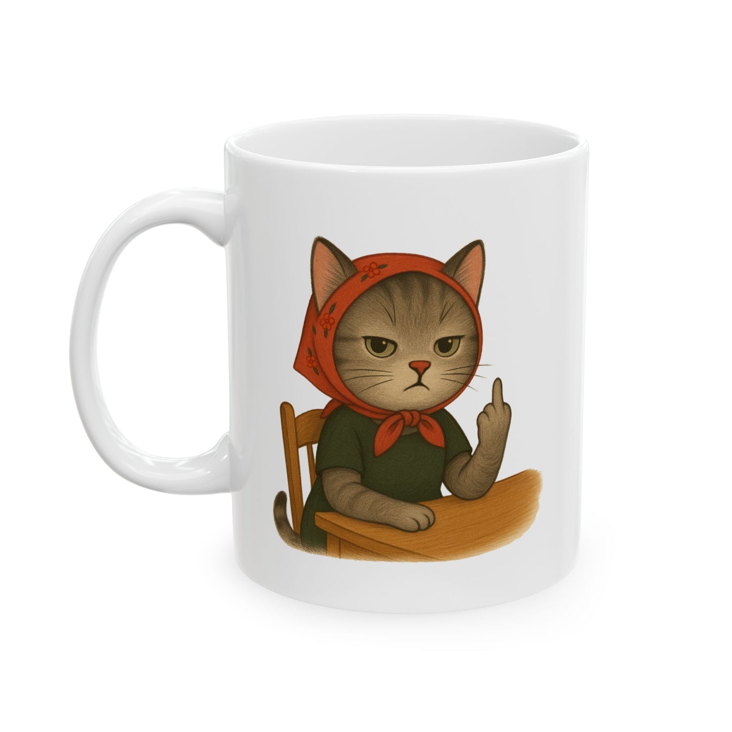 Snarky Cat Ceramic Mug, Middle Finger Funny Coffee Cup for Cat Lovers, Gift for Cat Mom, Sarcastic Cat Tea Mug, Cat Lady Novelty Drinkware,