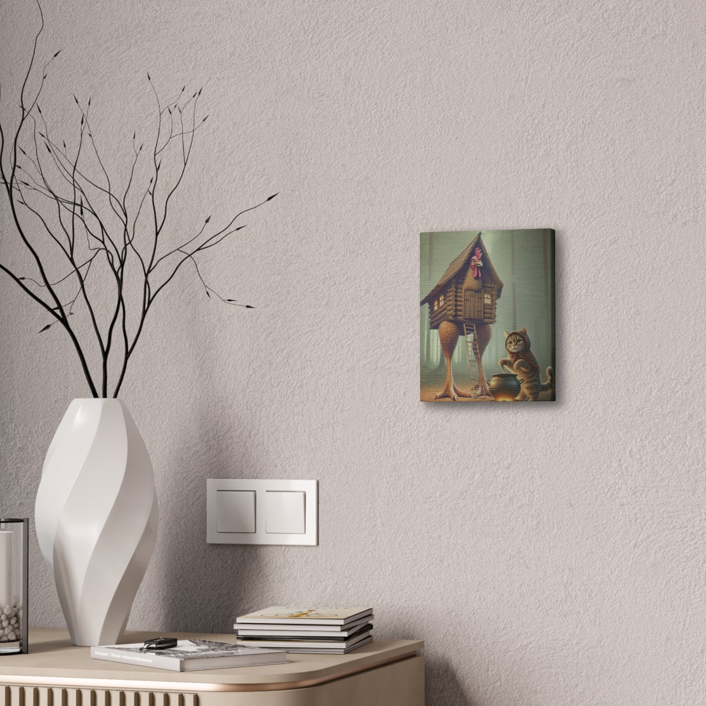 Kitty Baba Yaga Babushka Cat Kitty Kitschy Cat Art, Polish Folklore