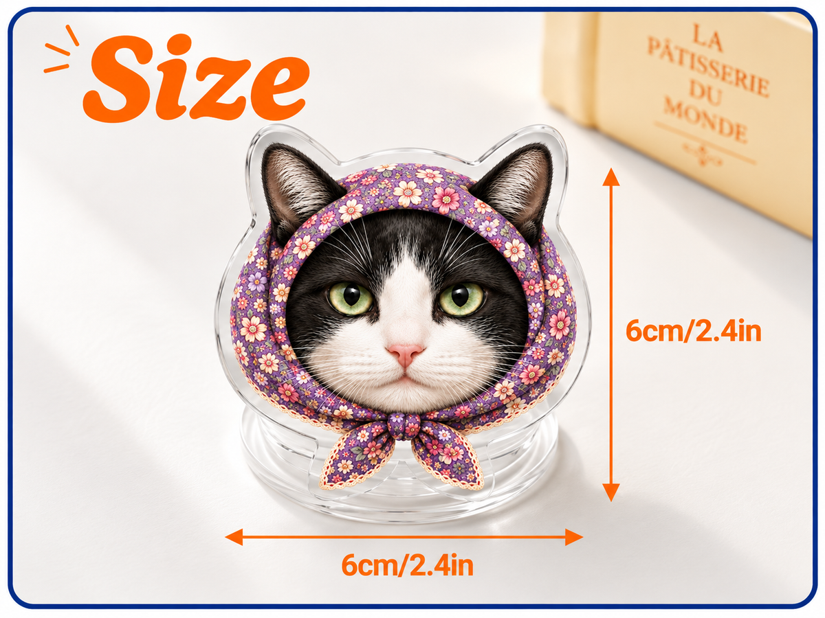 Babushka Tuxedo Cat Phone Grip Shaped Acrylic Phone Grip
