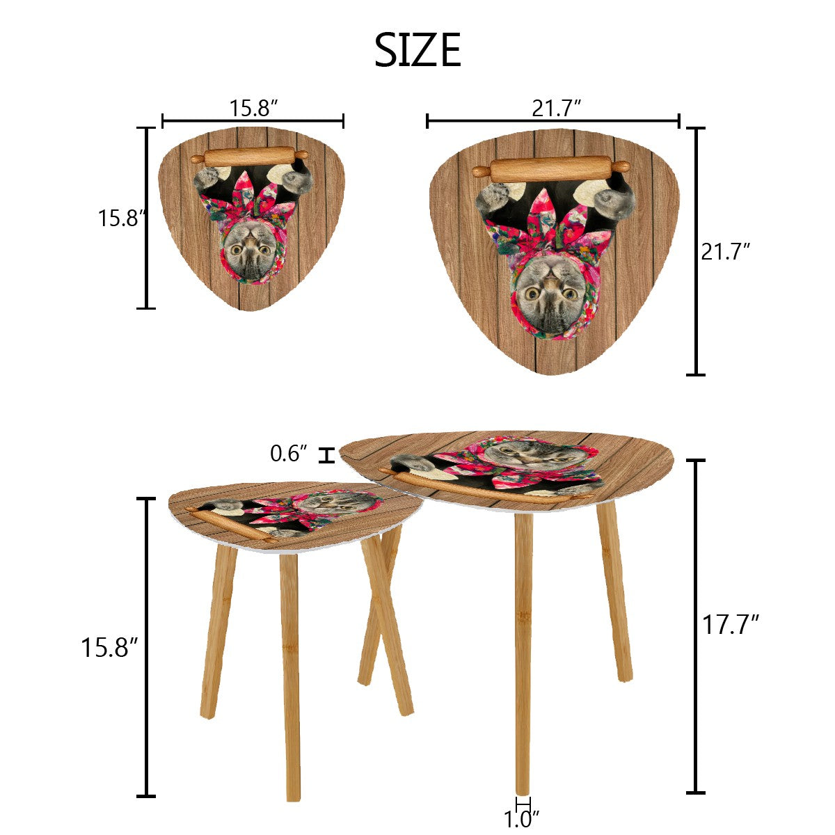Babushka Cat Triangle Coffee Table Set of 2