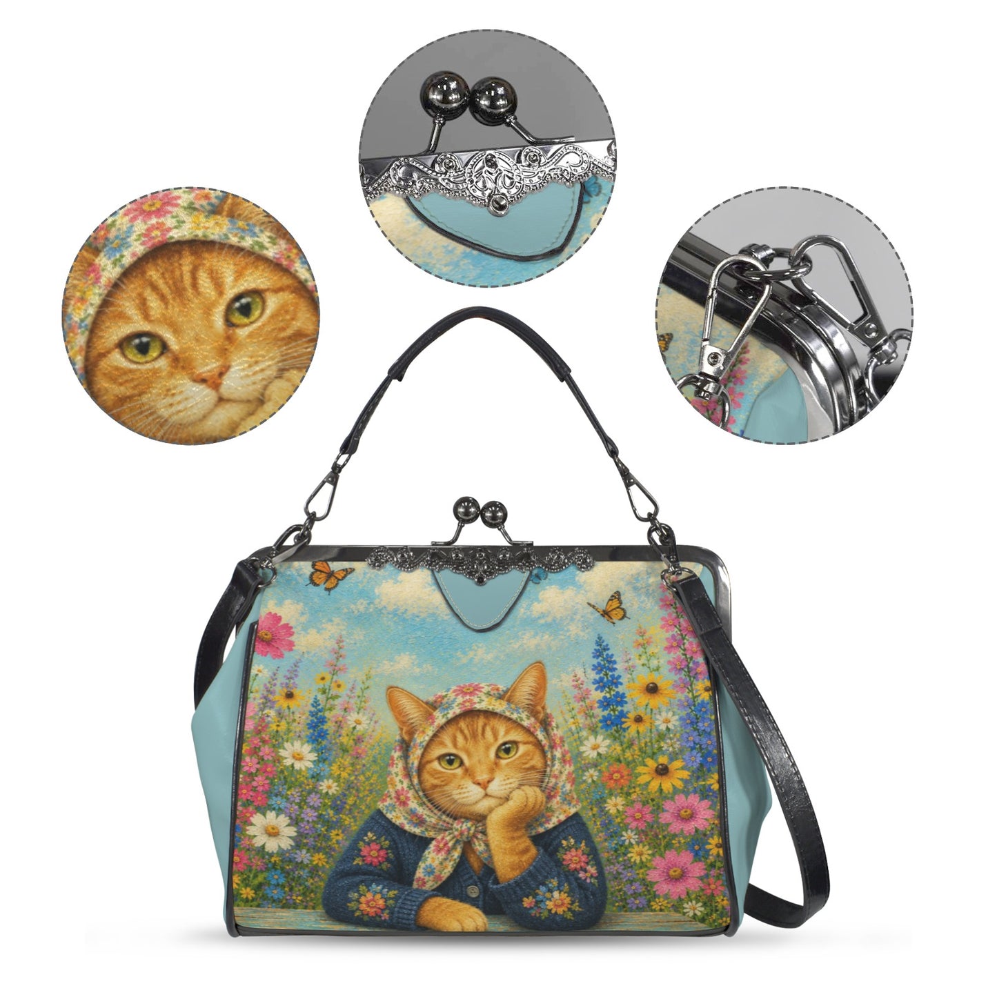 Babushka Orange Tabby Cat Garden Delight