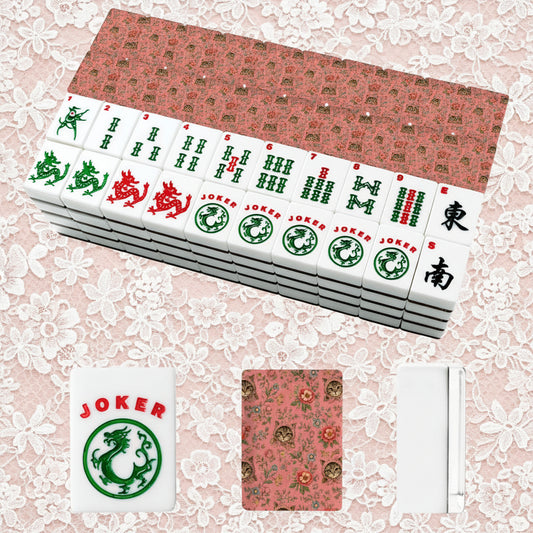 Babushka Tabby Cat Pretty in Pink American Mahjong Tiles