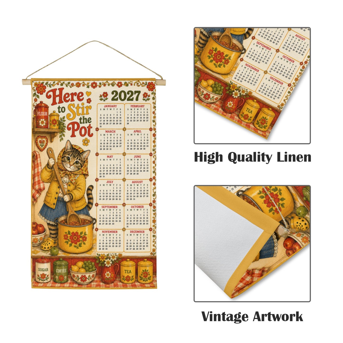 Babushka Cat 2027 Hanging Wall Calendar-Stir the Pot