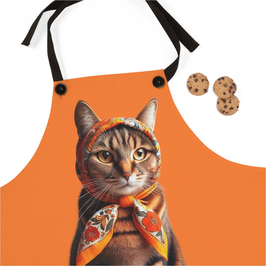 Babushka Cat Apron, Pierogi Tabby Cat